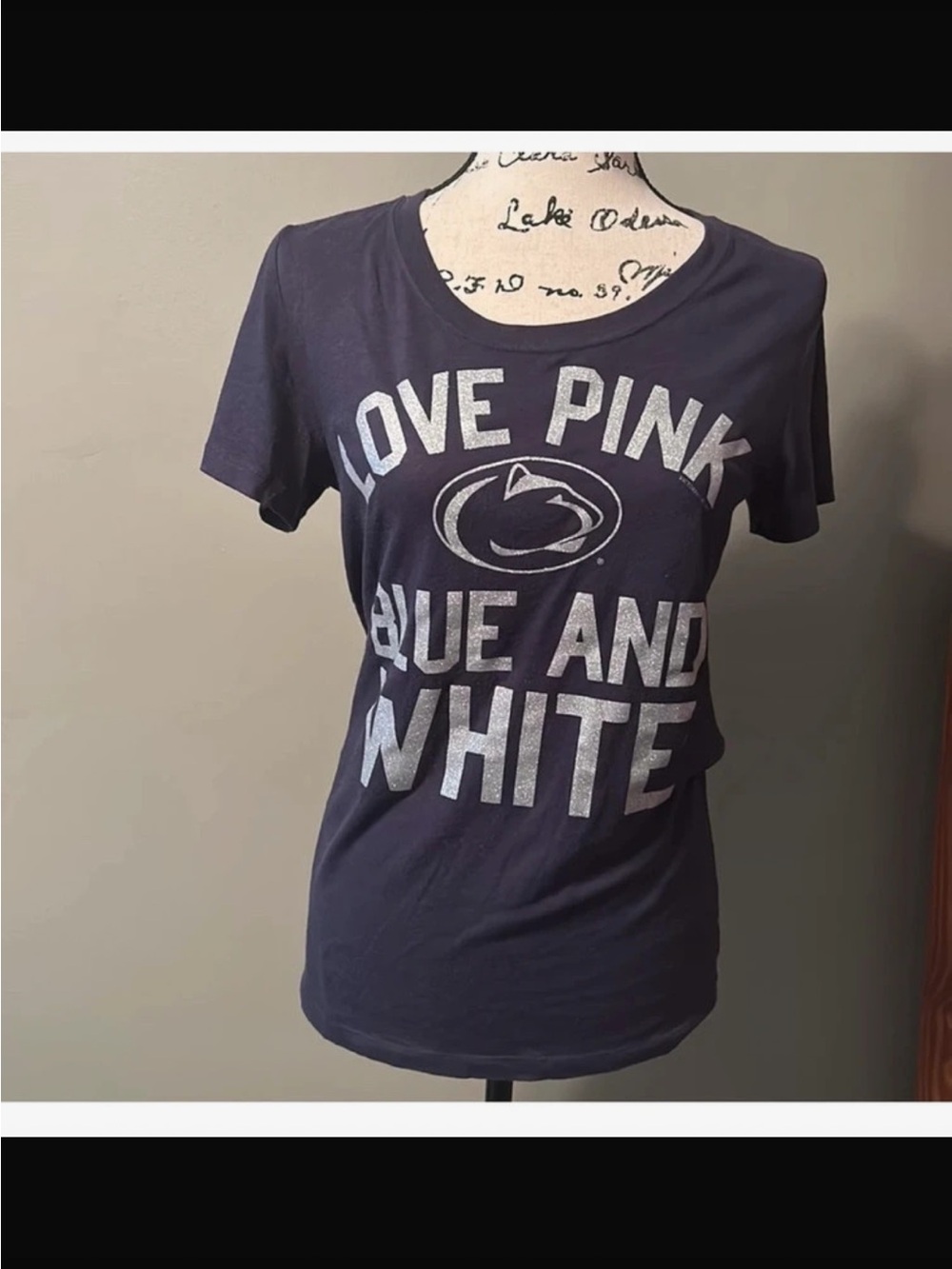 PINK Victoria's Secret Penn State 'Love Pink Blue and White' Tee